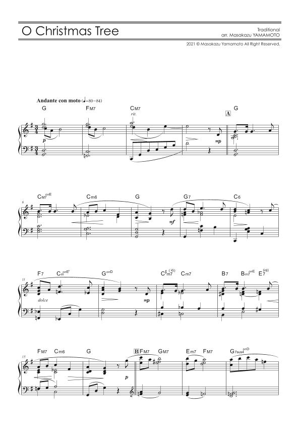 O Christmas Tree [Piano solo] (intermediate) [Christmas Piano Arr.] (arr. Masakazu YAMAMOTO)