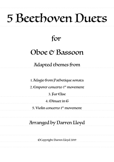 5 Beethoven duets - Oboe & Bassoon (arr. Darren Lloyd)