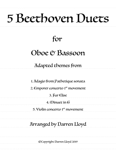 5 Beethoven duets - Oboe & Bassoon (arr. Darren Lloyd)
