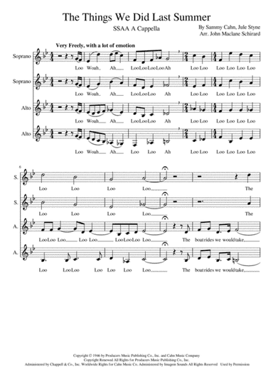 The Things We Did Last Summer (arr. John Maclane Schirard)