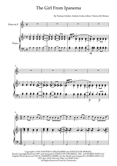 The Girl From Ipanema (garôta De Ipanema) (arr. Karen Gueiros)