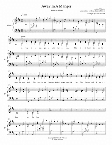 Away In a Manger - SATB & Piano (arr. John D Wilcock)