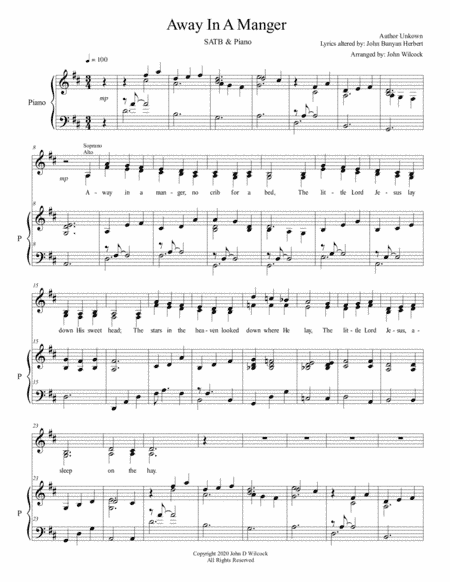 Away In a Manger - SATB & Piano (arr. John D Wilcock)