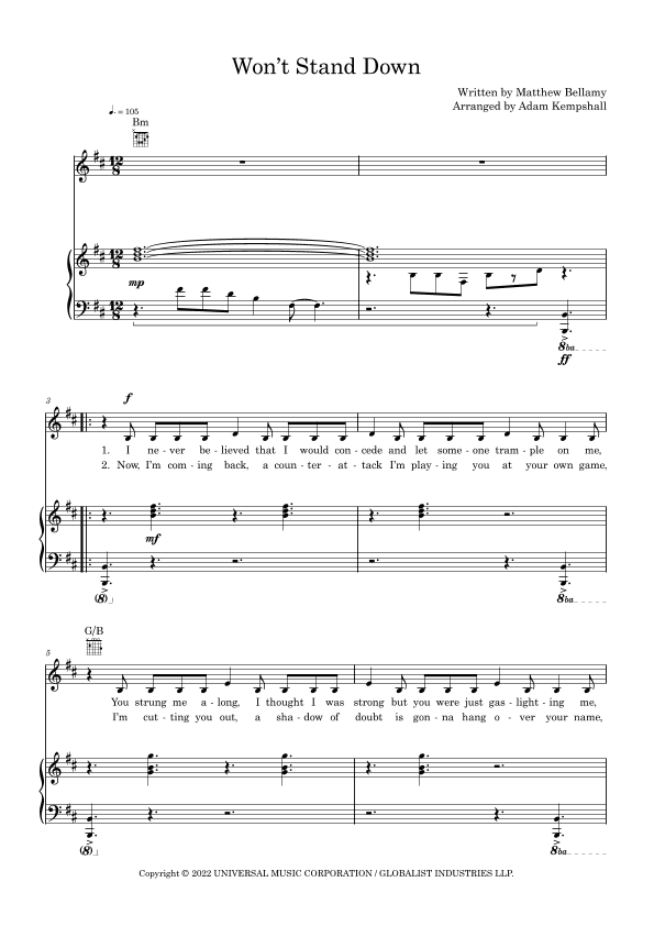 Won't Stand Down (arr. Adam Kempshall)