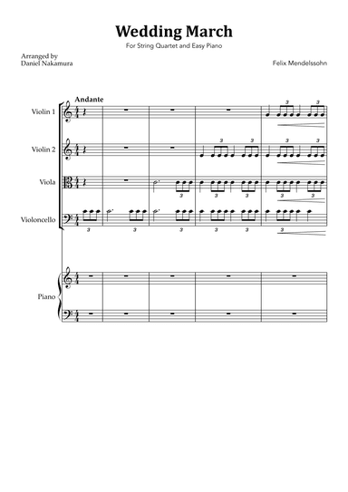 Wedding March (For String Quartet with Easy Piano) (arr. Daniel Nakamura)