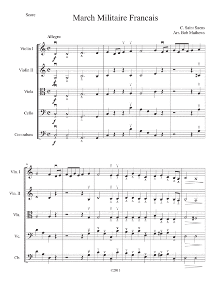 March Militaire Français for String Orchestra (arr. Bob Mathews)