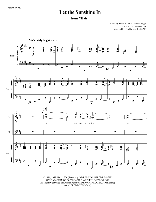 Let The Sunshine In (arr. Tim Sarsany)