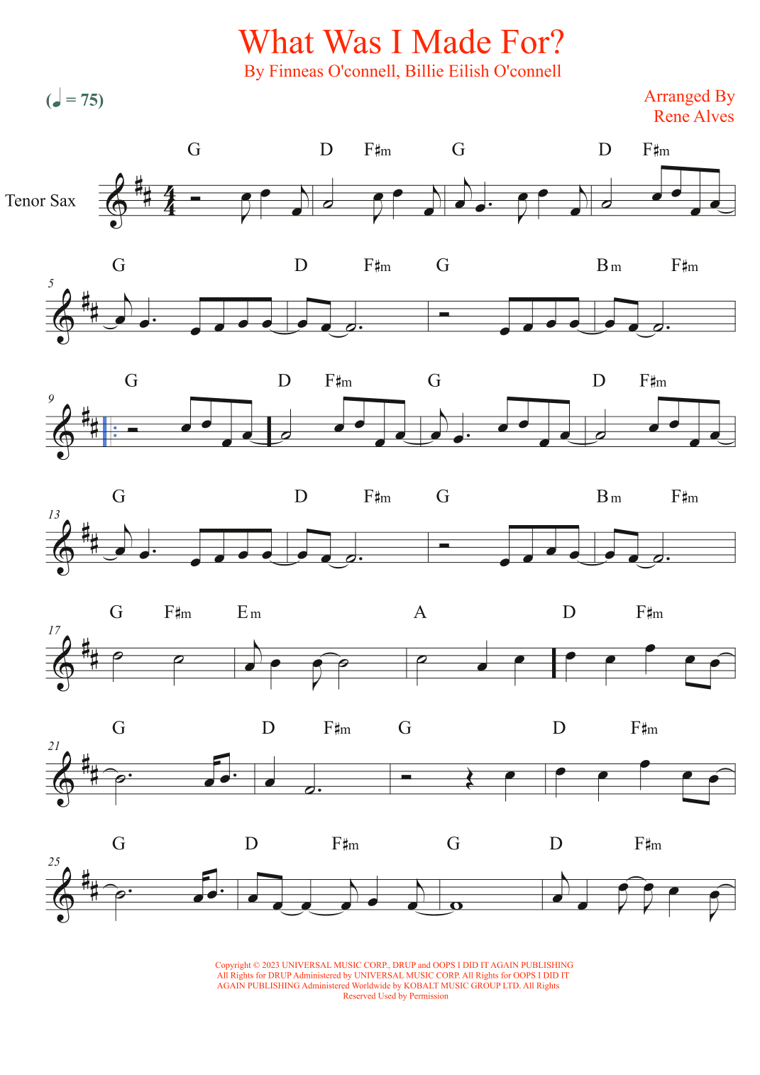 What Was I Made For? (arr. Rene Alves)