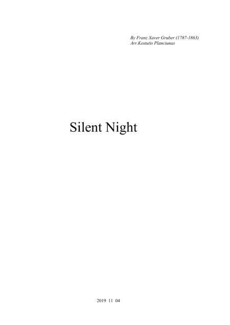 Silent Night (For voice and chamber orchestra) (arr. Kestutis Planciunas)