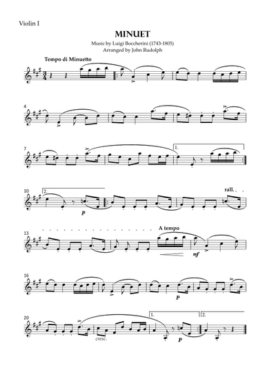 Minuet (String Quartet & Piano) (arr. John Rudolph)