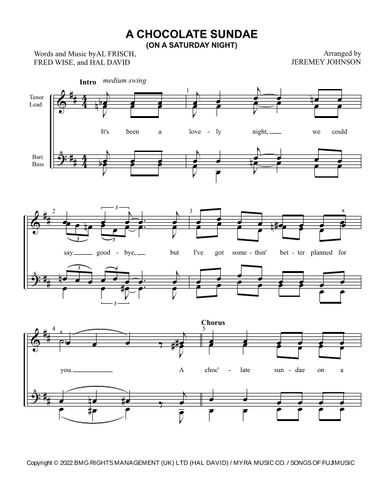 Chocolate Sundae On A Saturday Night (arr. Jeremey Johnson)