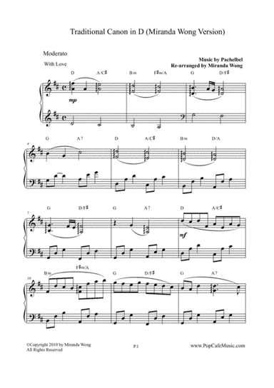 Traditional Canon in D + Romantic Wedding March in Bb by Miranda Wong (arr. Miranda Wong)