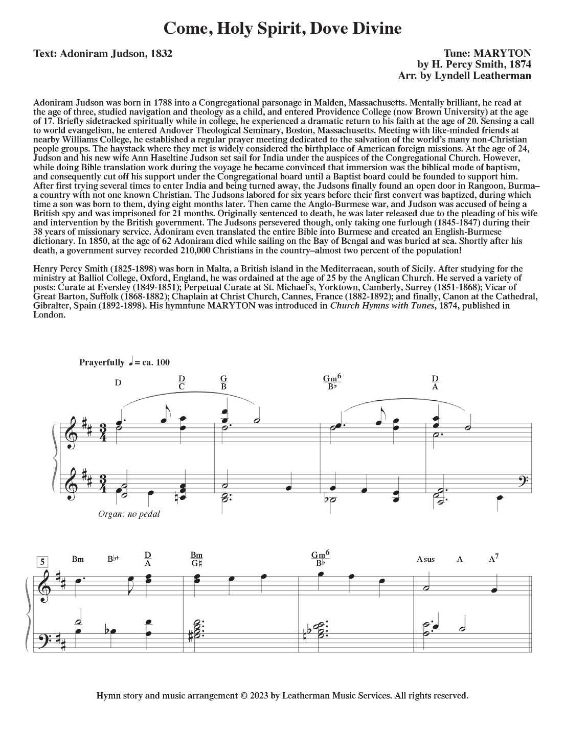 Come, Holy Spirit, Dove Divine (arr. Lyndell Leatherman)