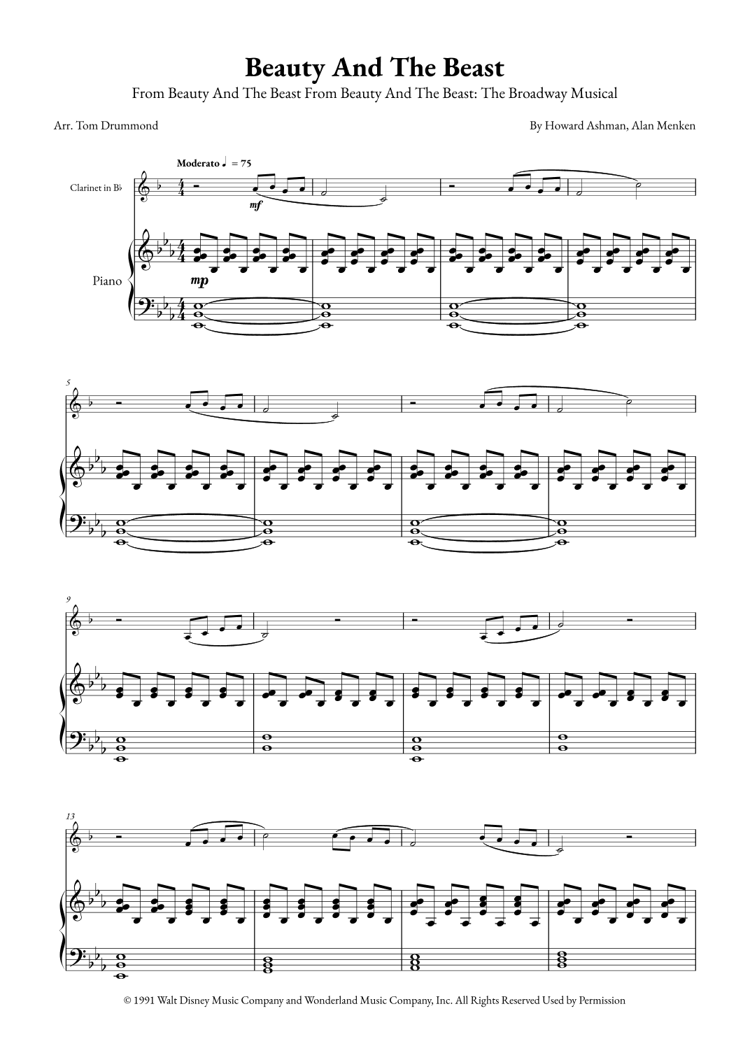 Beauty And The Beast (arr. Tom Drummond)