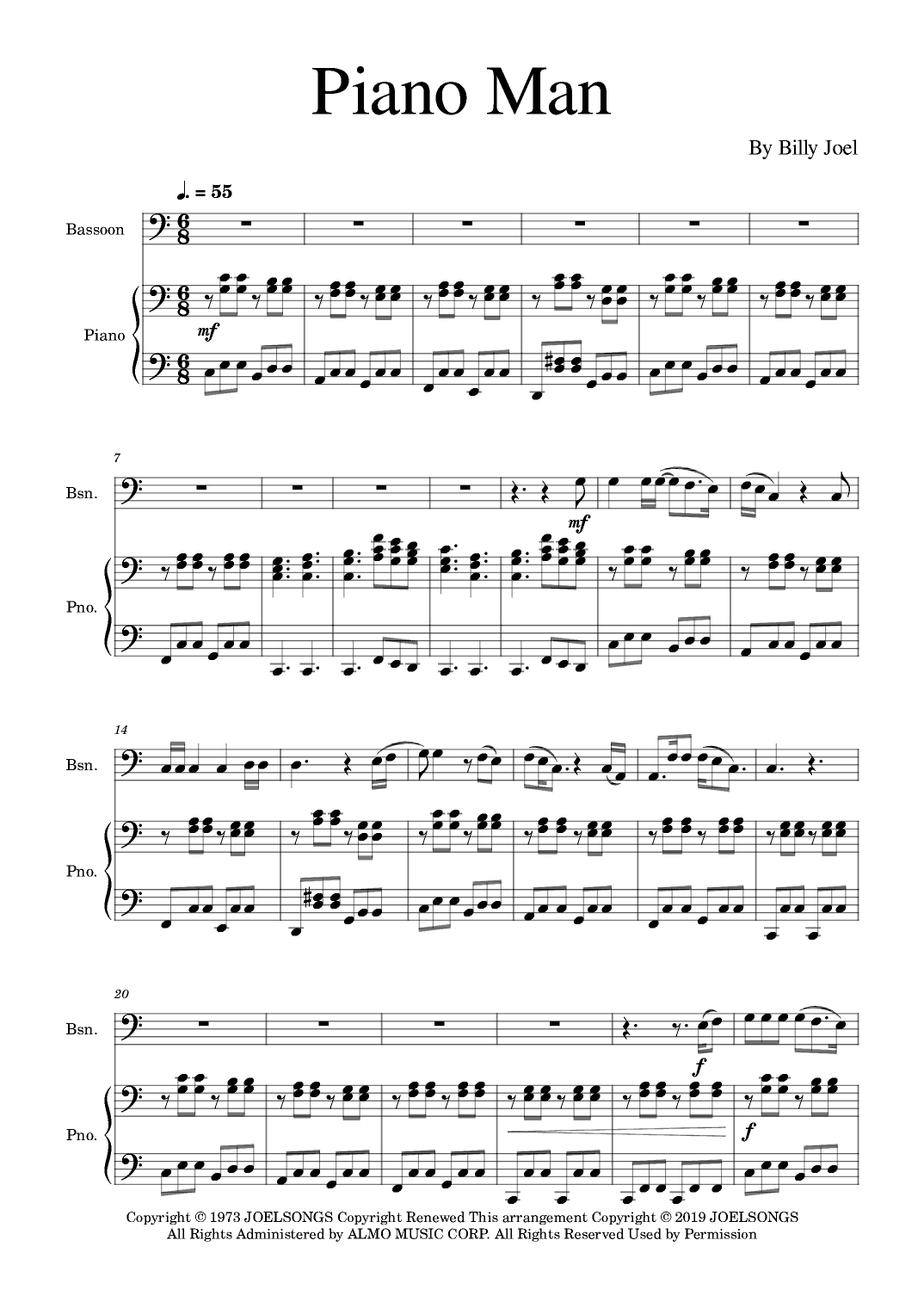 Piano Man (arr. Golden Skull Editions)