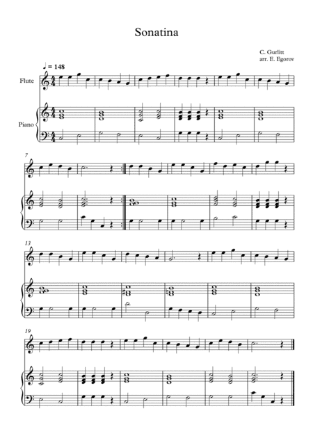 Sonatina, Cornelius Gurlitt, For Flute & Piano