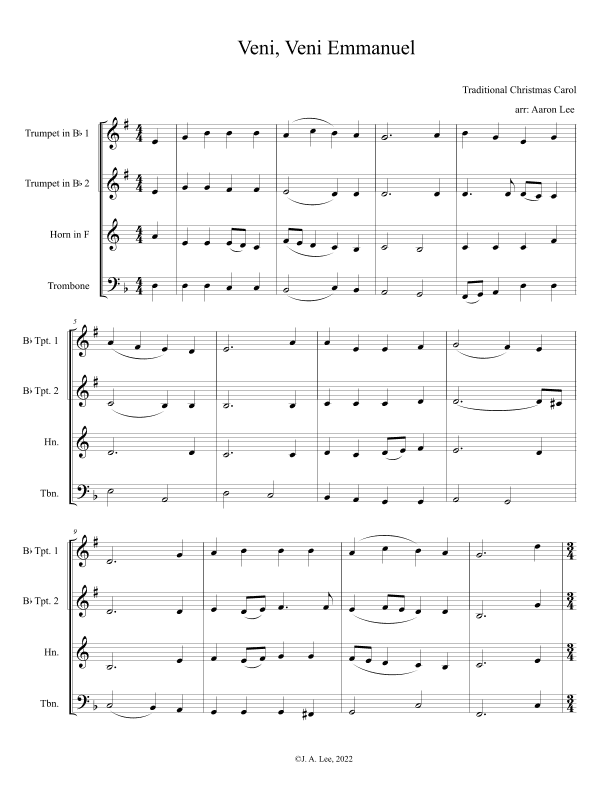 Veni, Veni, Emmanuel (a chorale for brass quartet) (arr. Aaron Lee)