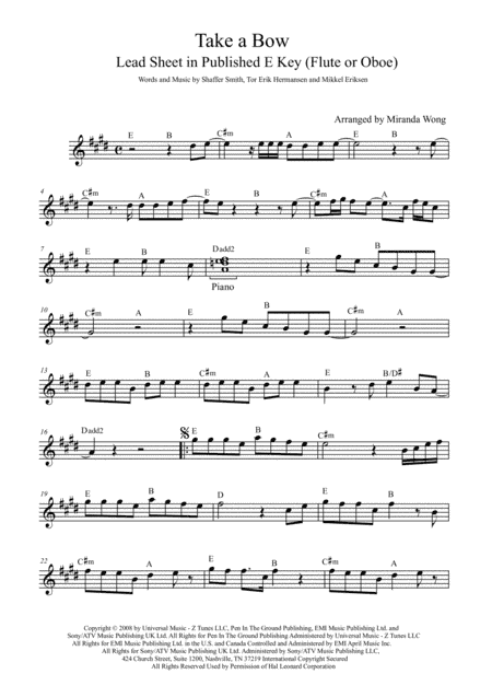 Take A Bow (arr. Miranda Wong)