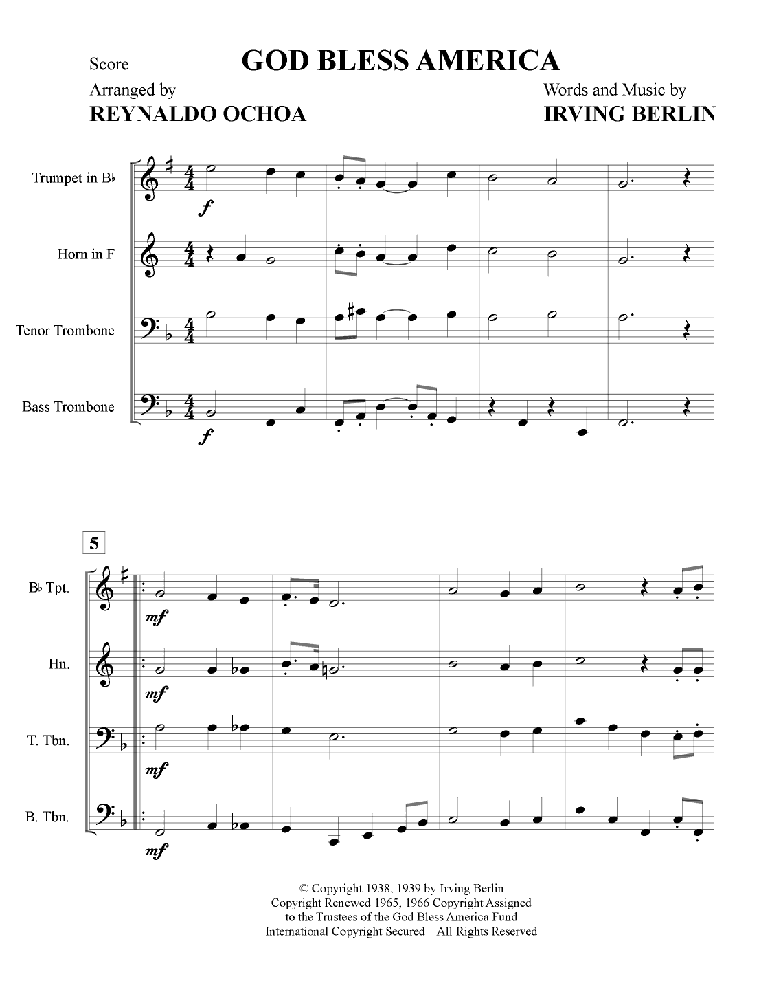 God Bless America ® (arr. Reynaldo Ochoa)