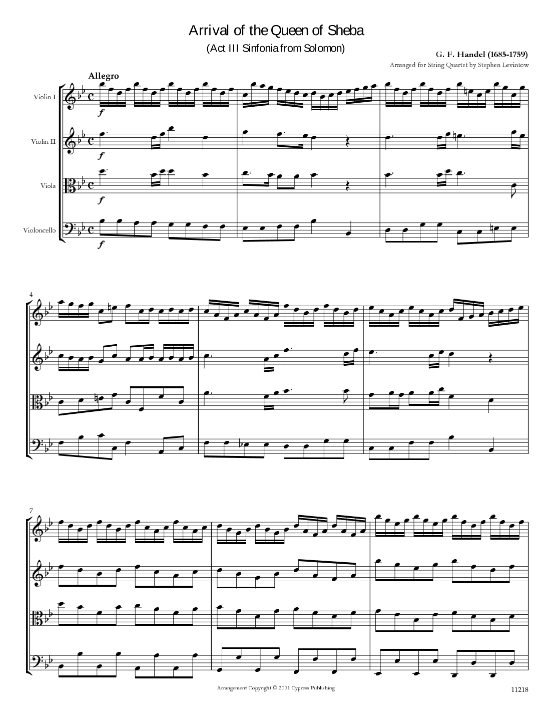 Arrival of the Queen of Sheba (arr. Stephen Levintow)
