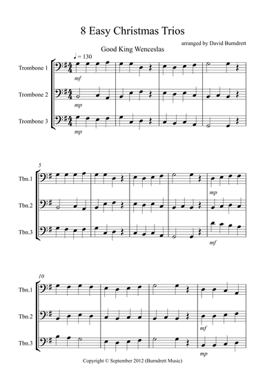 8 Easy Christmas Trios for Trombone (arr. David Burndrett)