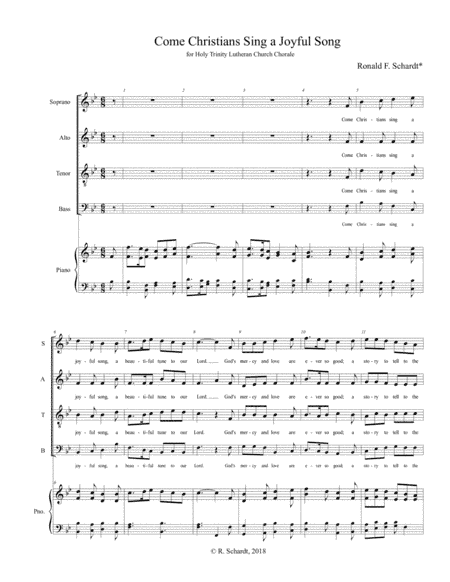 Joyful Song is a religious choral arrangement for SATB.