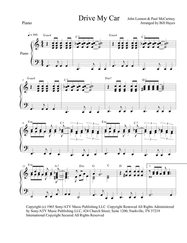 Drive My Car (arr. Bill Hayes)