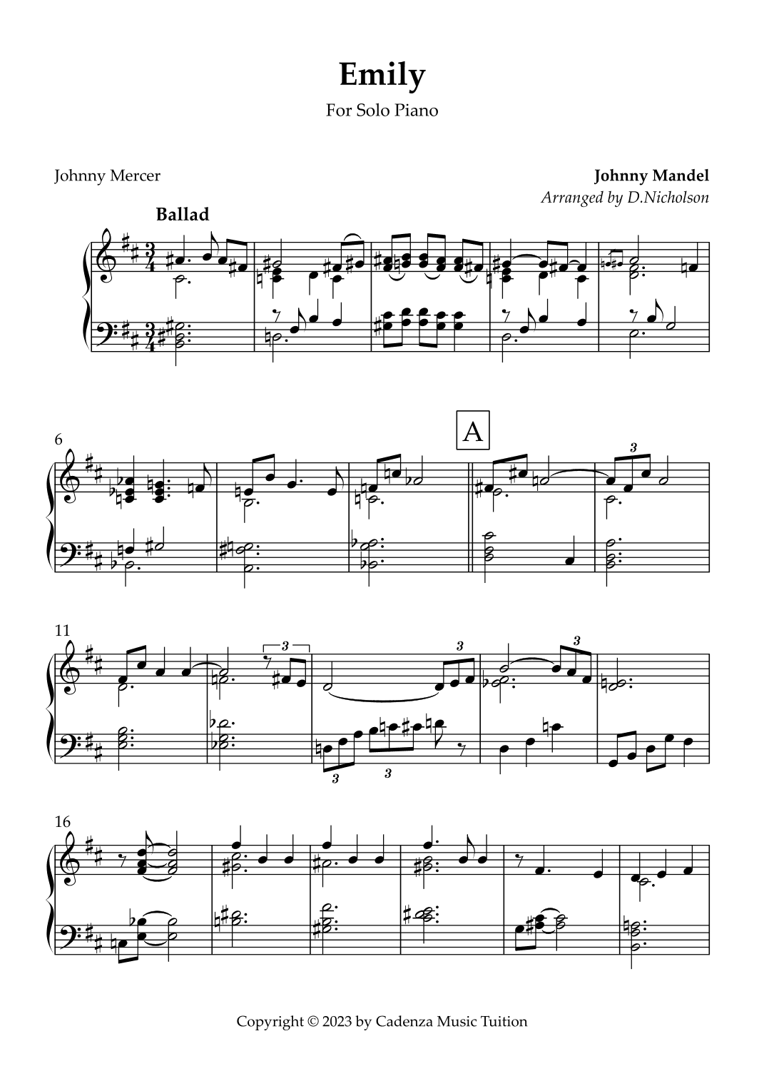 Emily (arr. Daniel Nicholson)