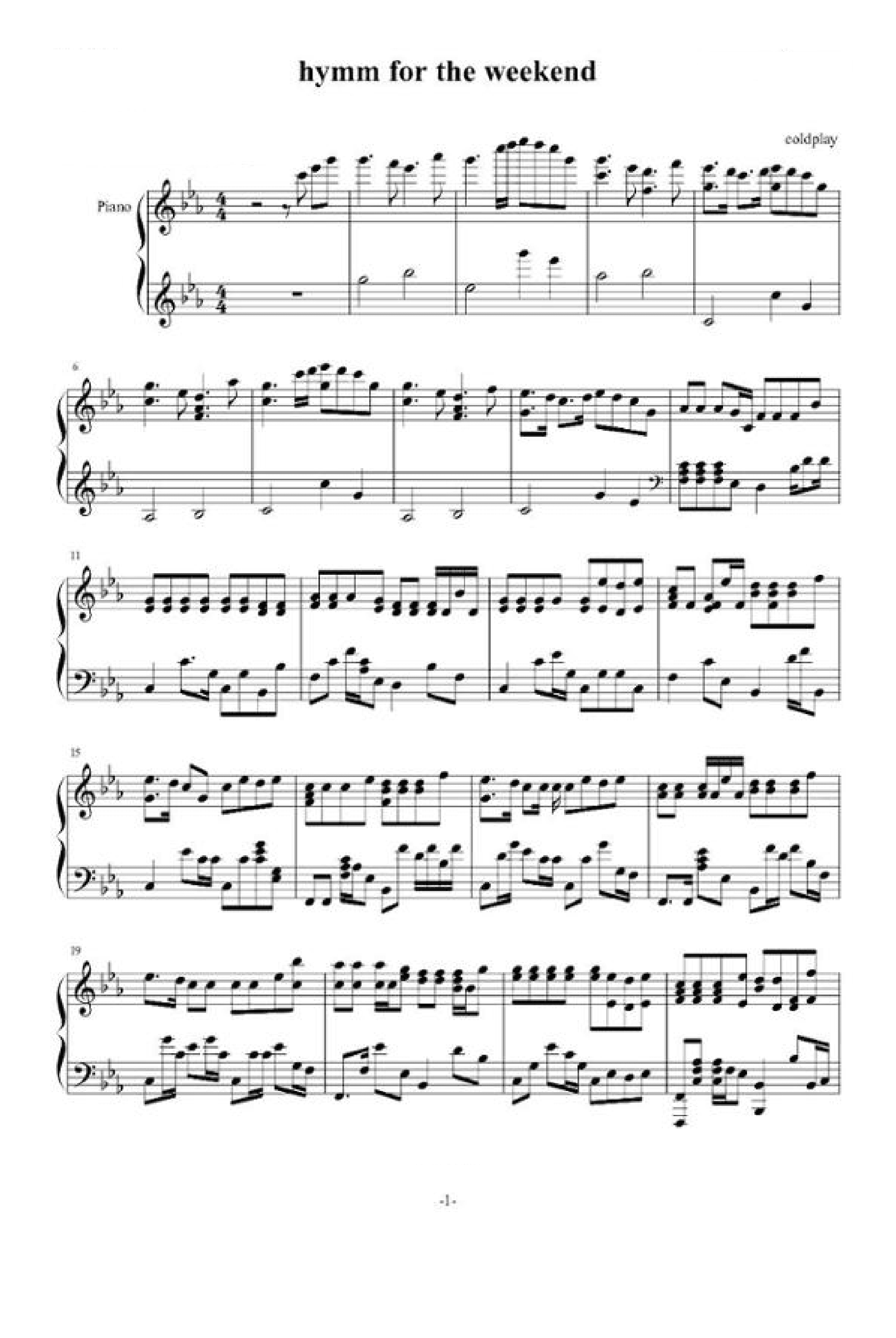 Hymn For The Weekend (arr. Coldplay)
