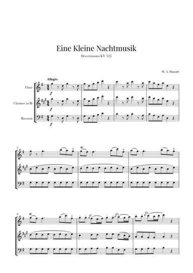 Eine Kleine Nachtmusik for Flute, Clarinet and Bassoon (arr. Cadenza Editions)