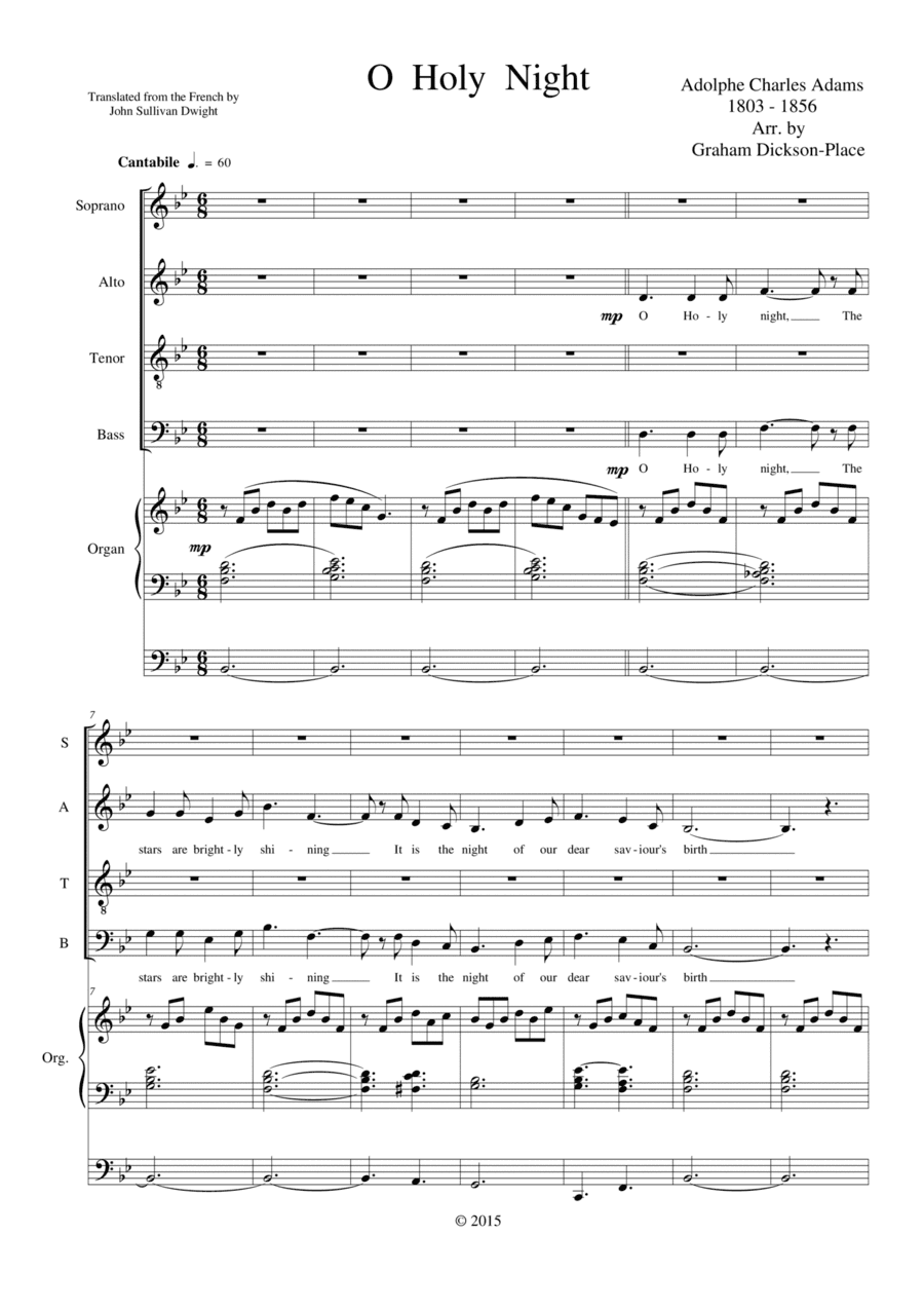 O Holy Night - Adolphe Adams - New arrangement by Graham Dickson-Place SATB - Organ/Piano (arr. Arr. by Graham Dickson-Place)