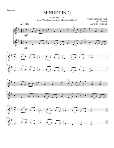 Minuet In G (arr. P. R. Frederick)