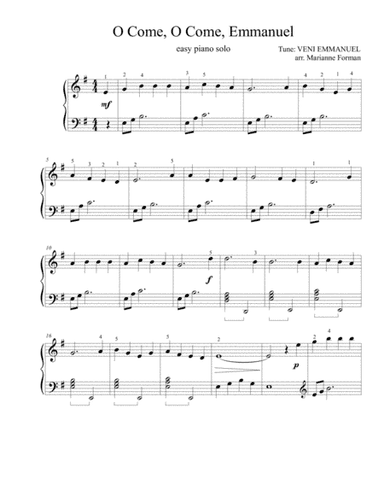 O Come, O Come Emmanuel (easy piano solo) (arr. Marianne Forman)
