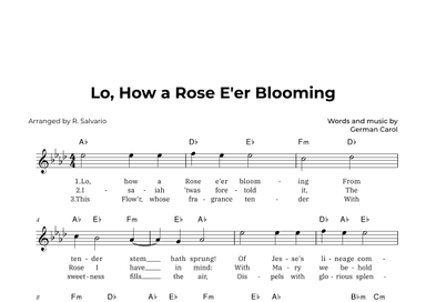 Lo, How a Rose E'er Blooming (Key of A-Flat Major) (arr. R. Salvario)