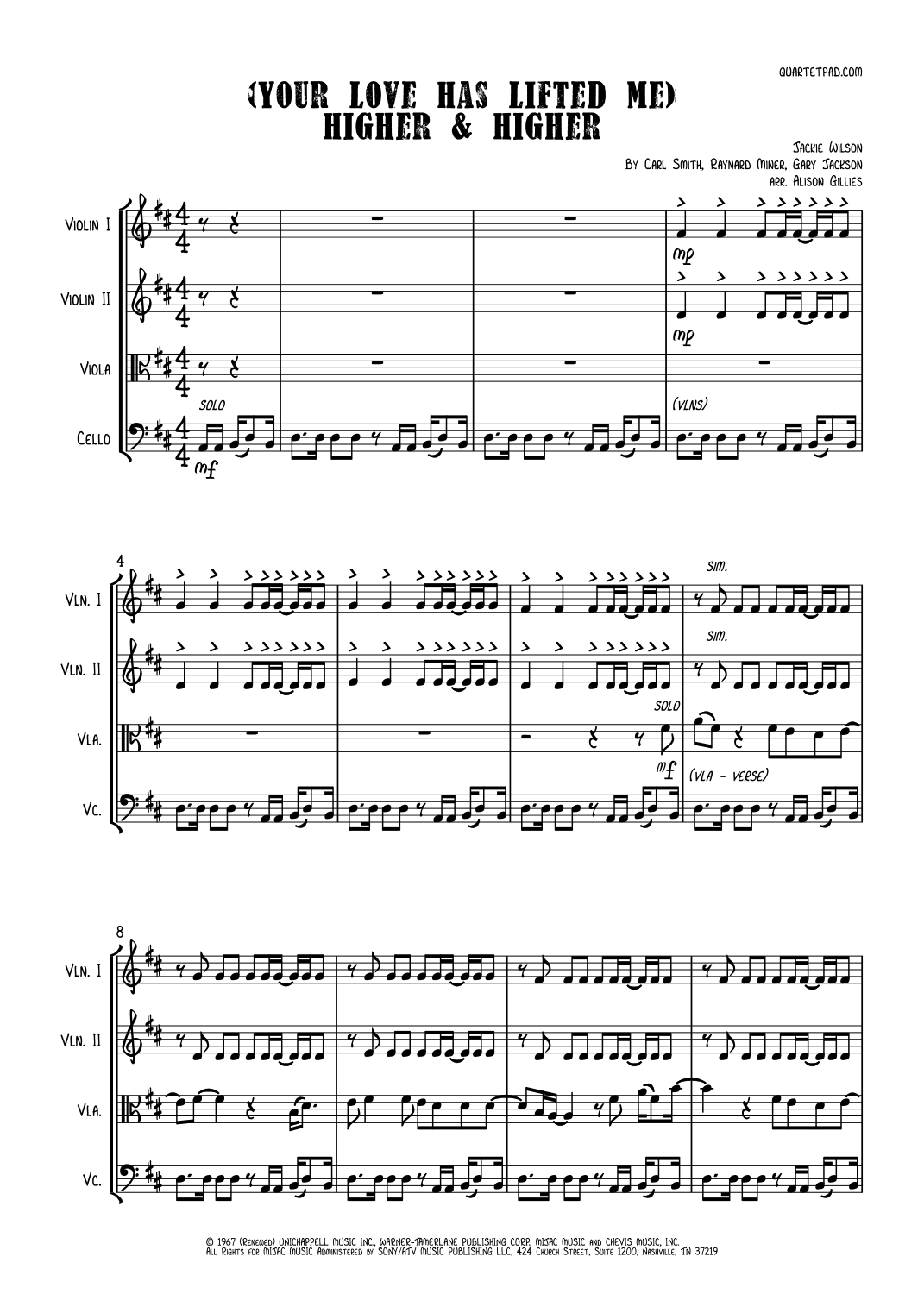 (your Love Has Lifted Me) Higher And Higher (arr. Alison Gillies)