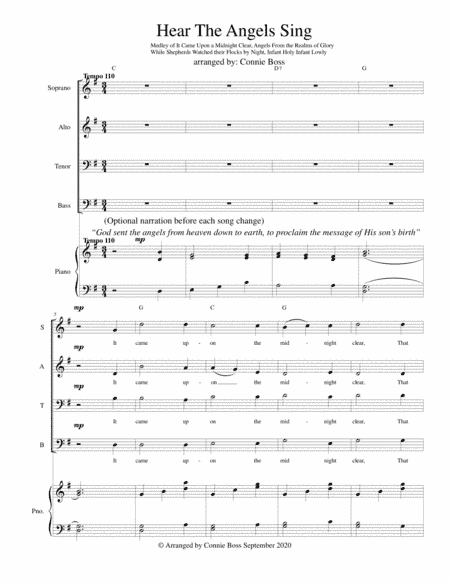 Hear the Angels Sing - (Christmas Medley) SATB and piano (arr. Connie Boss)