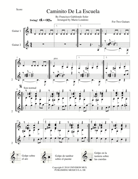 Caminito De La Escuela (arr. Mario Londono)