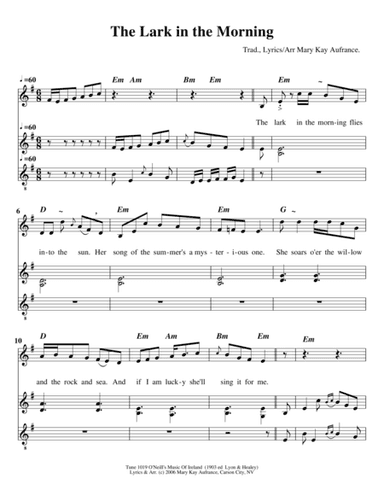 The Lark in the Morning (arr. Mary Kay Aufrance)