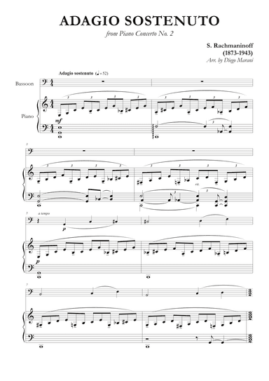 Adagio Sostenuto from "Piano Concerto No. 2" for Bassoon and Piano (arr. Diego Marani)