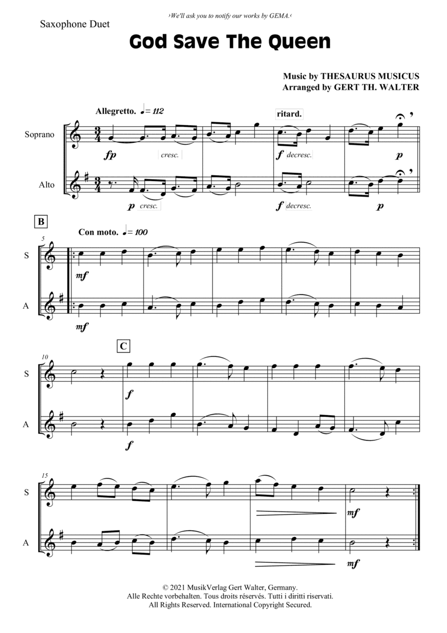 God Save The Queen (arr. Gert Th. Walter)