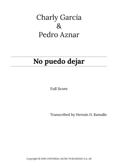 No Puedo Dejar (arr. Hernán D. Ramallo)