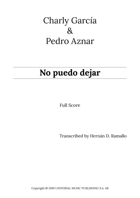 No Puedo Dejar (arr. Hernán D. Ramallo)