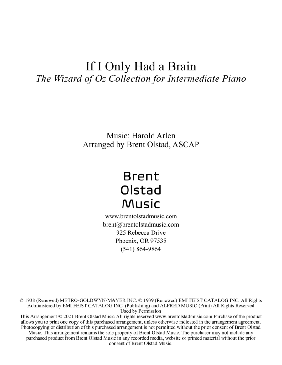 If I Only Had A Brain (arr. Brent Olstad, ASCAP)