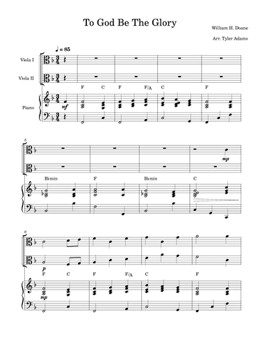 To God Be The Glory (Viola Duet and Piano) (arr. Tyler Adams)