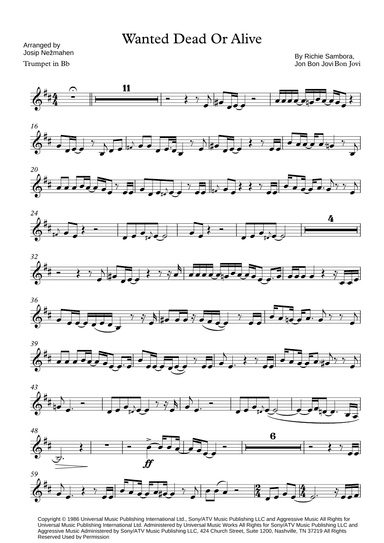 Wanted Dead Or Alive (arr. Josip Nežmahen)