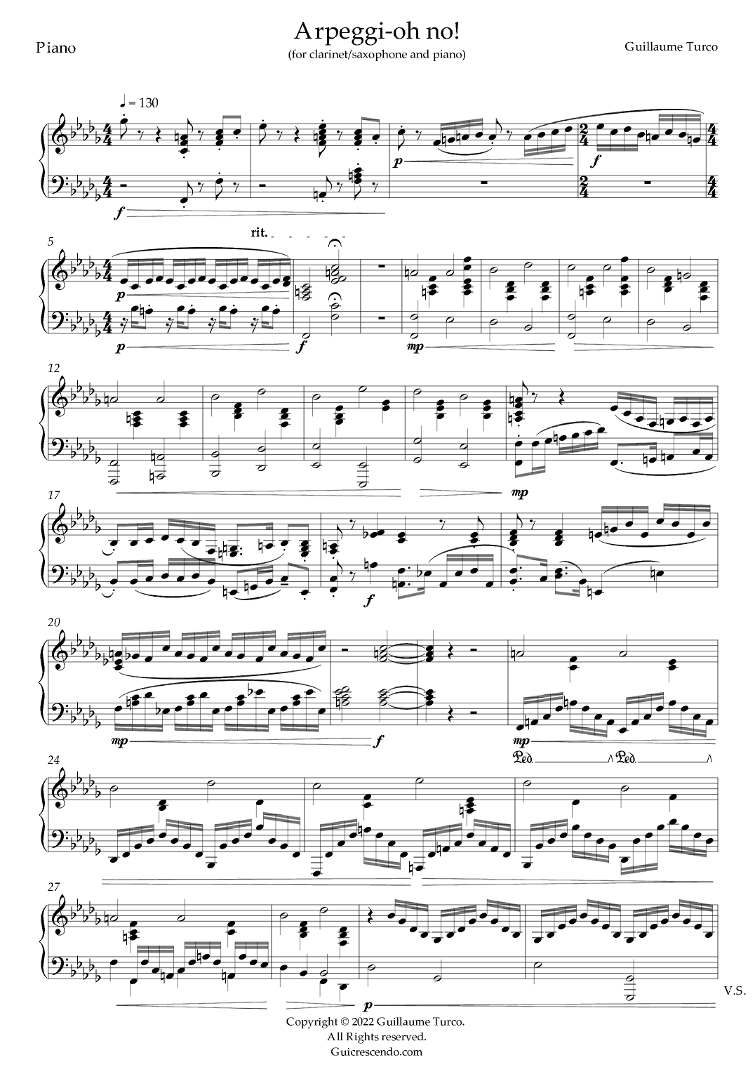 Arpeggi-oh no! (piano accompaniment for solo clarinet or saxophone)
