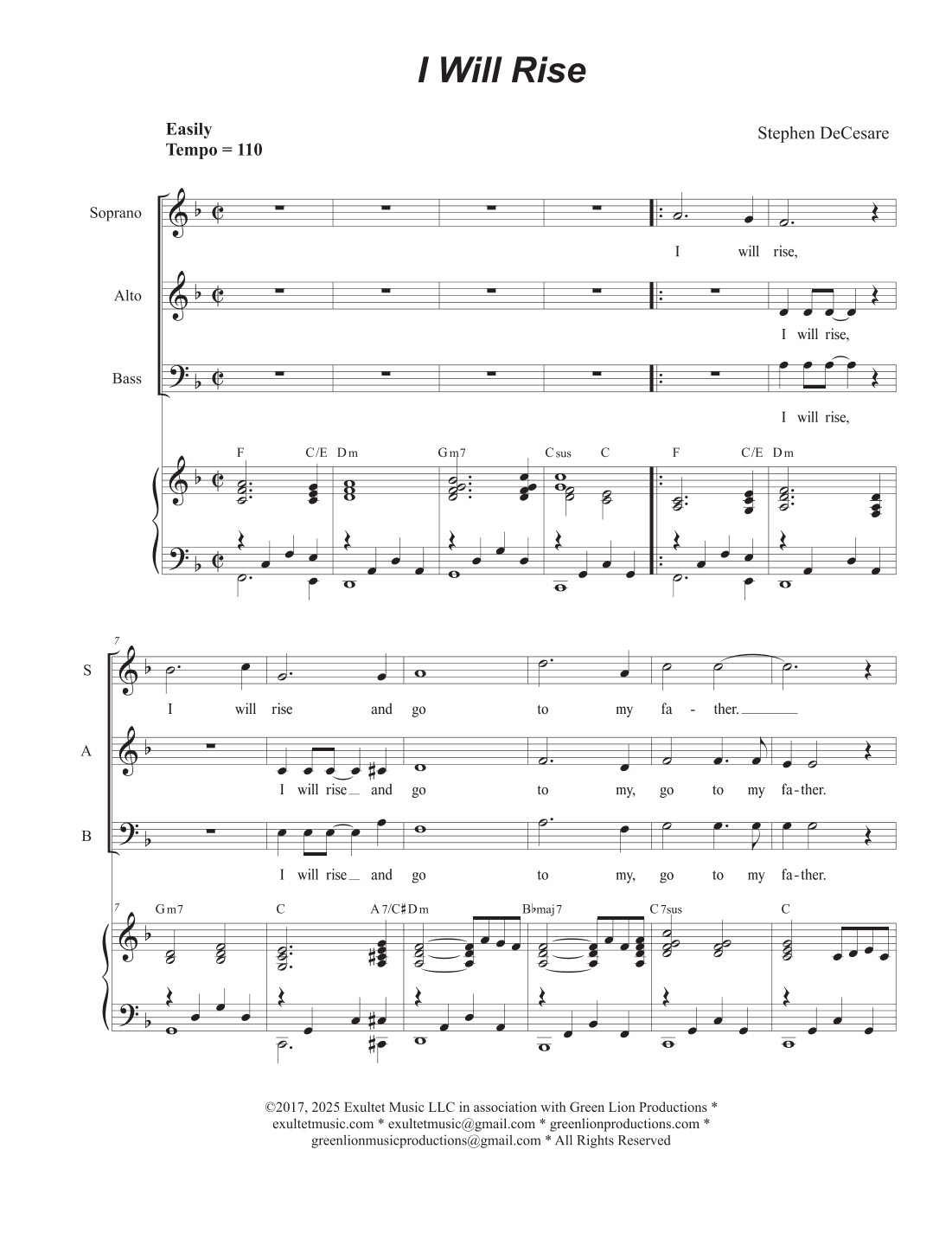 I Will Rise (Psalm 51) (Vocal Trio - (SAB)