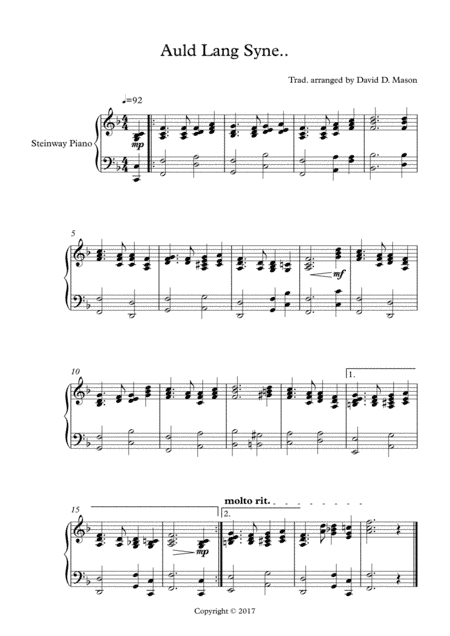 Auld Lang Syne (arr. David D. Mason)