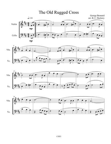 The Old Rugged Cross (violin and cello duet) (arr. B. C. Dockery)