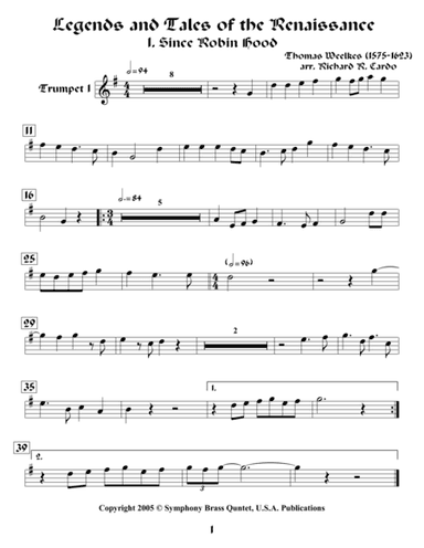 Legends & Tales of he Renaissance  (of loss) - 1. Since Robin Hood Trumpet 1 (arr. Richard R. Cardo)